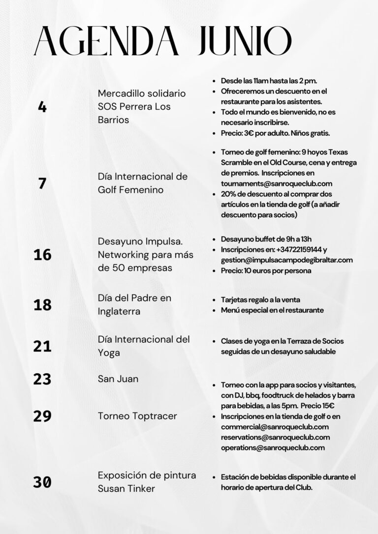 Calendario Eventos &#8211; Junio