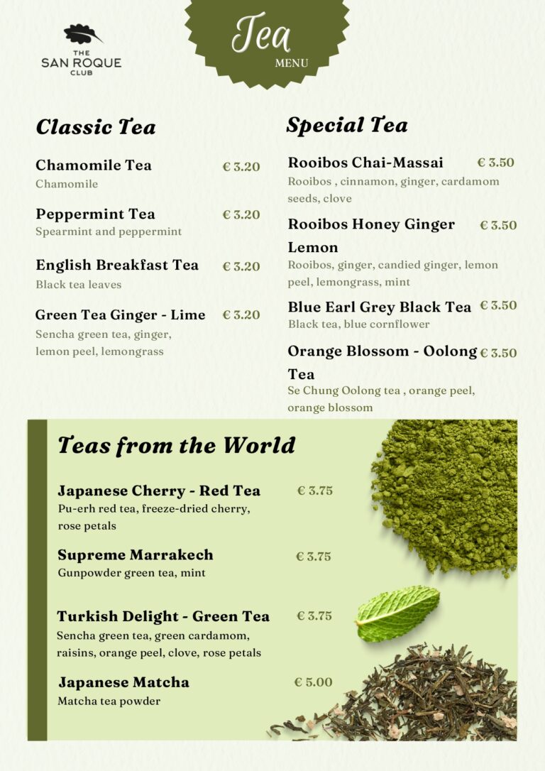 New Tea Menu Now Available